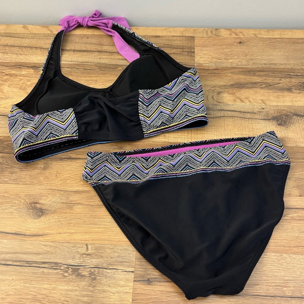 Athleta Halter Top Geometric Bikini Top & Bottom Swim Suit Bikini - Picture 2 of 10